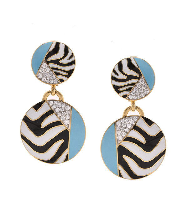Zebra Stripe Double Disc Earrings