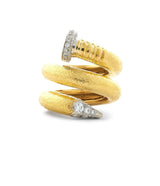 Large Diamond Nail Ring, Hammered 18K Gold