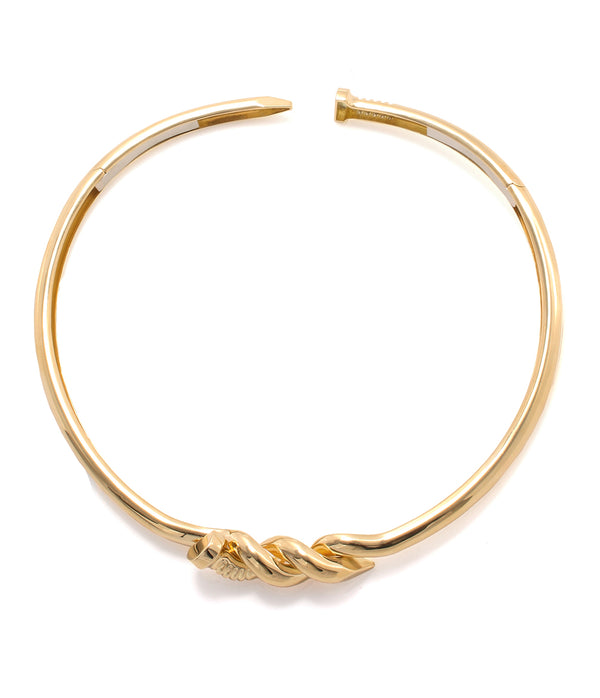 Twisted Nail Collar, Polished 18K Gold