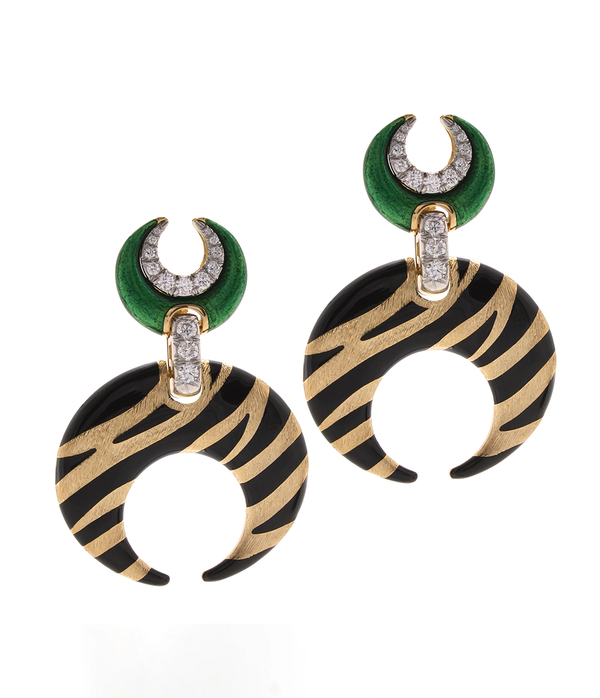 Tiger Stripe Crescent Earring