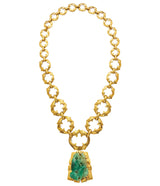 Jade Necklace, Hammered 18K Gold