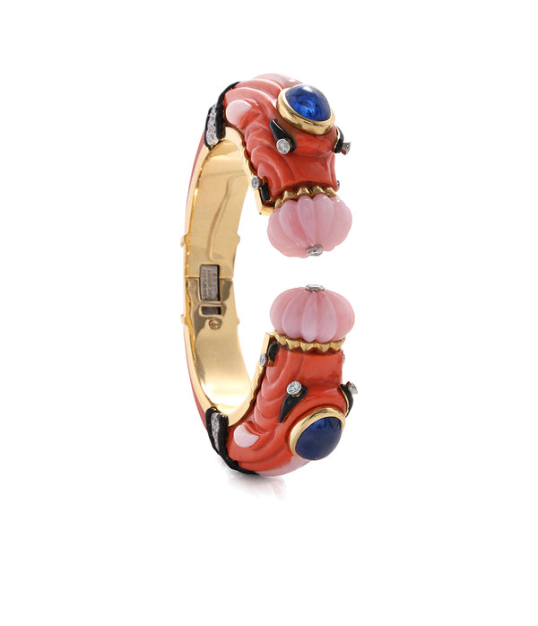 Double Chimera Bracelet, Coral and Opal