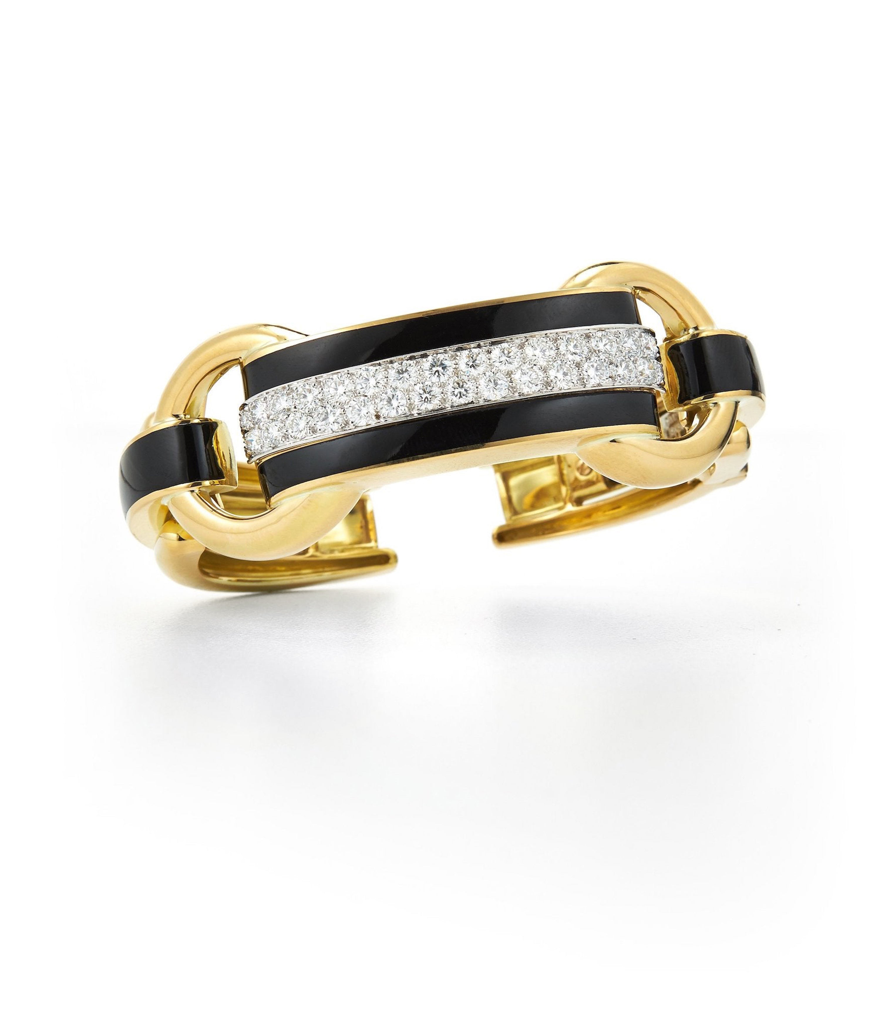 Black Enamel Bridle Cuff | David Webb New York