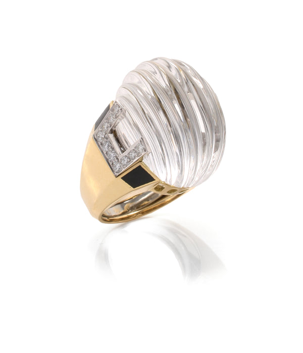 Fluted Dome Crystal Ring