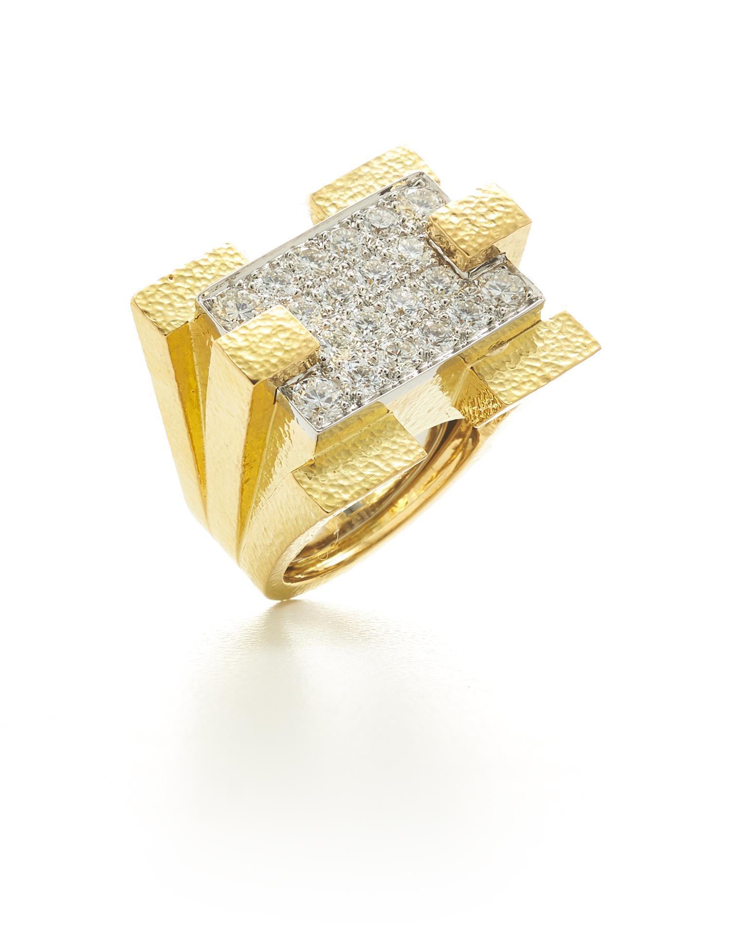 Hammered Gold Scaffold Ring | David Webb New York