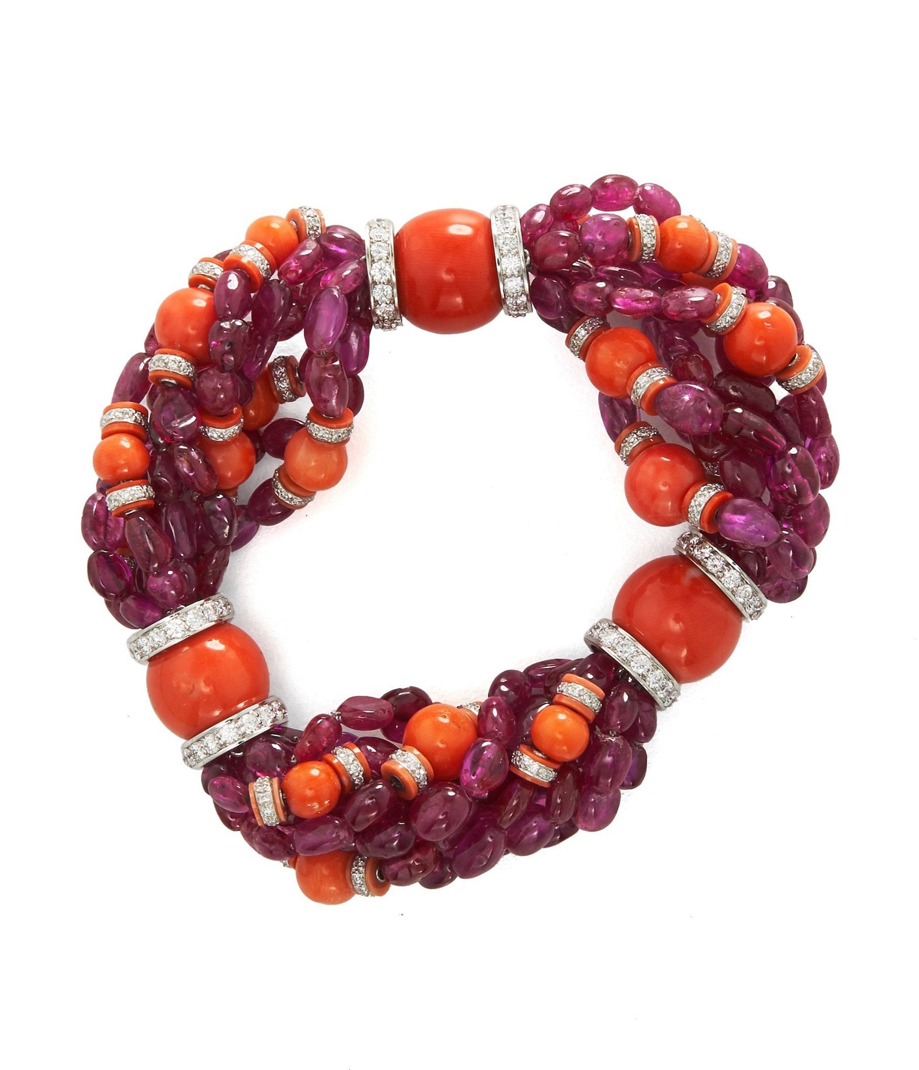 Ruby bead bracelet sale