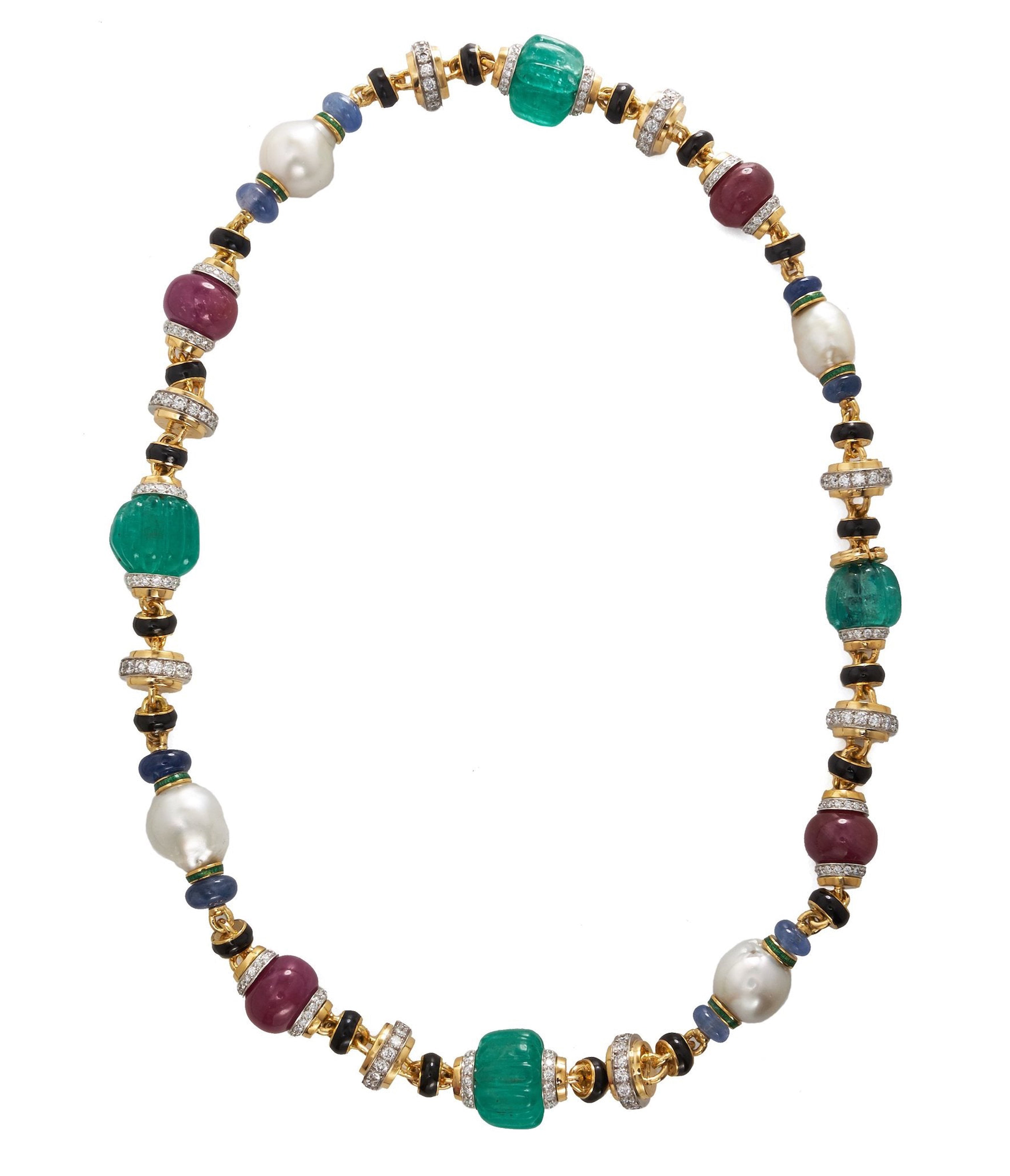 Ruby emerald on sale beads necklace