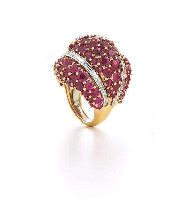 Triple Dome Ring, Ruby