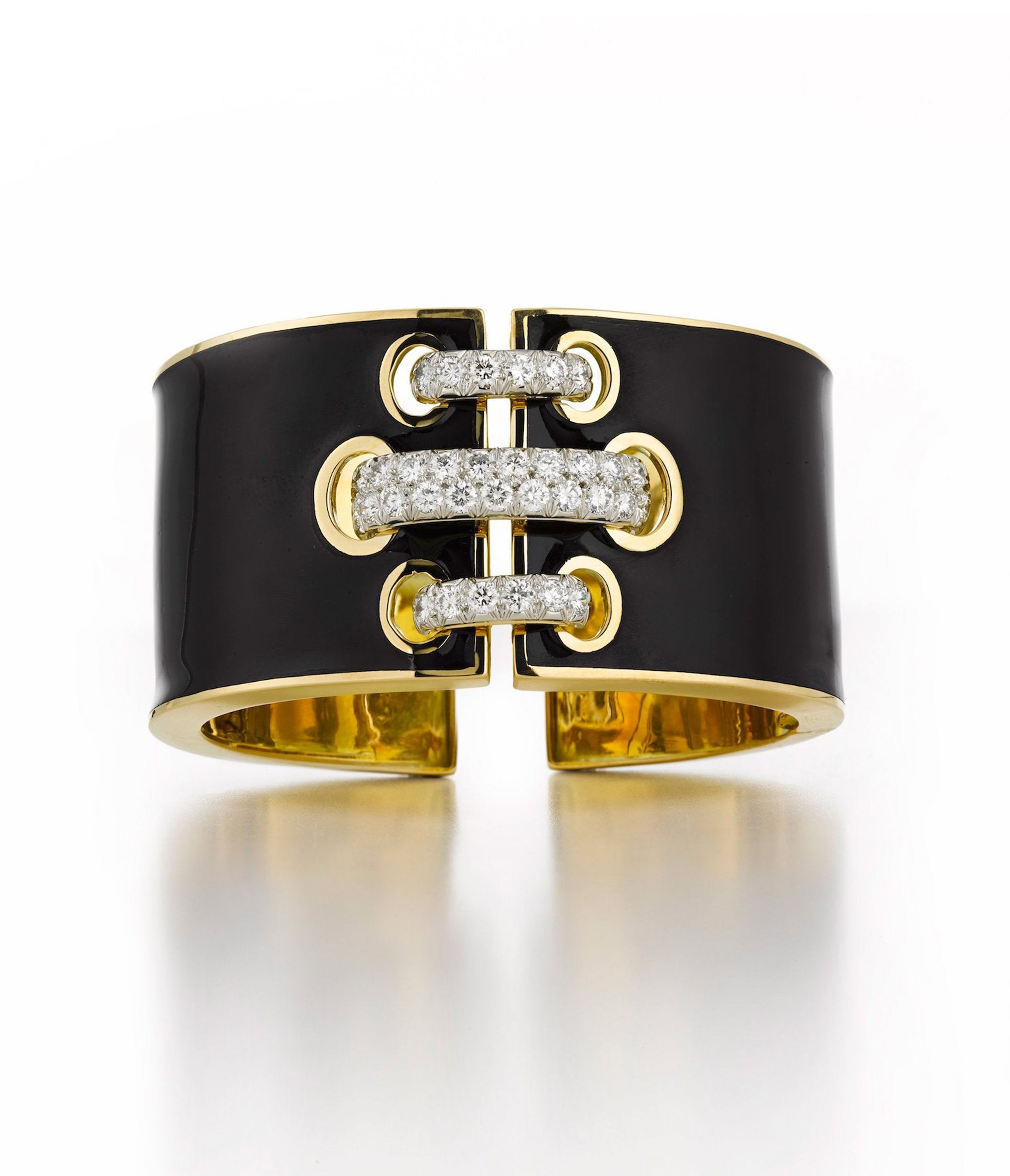 Black Enamel Shoelace Cuff | David Webb New York