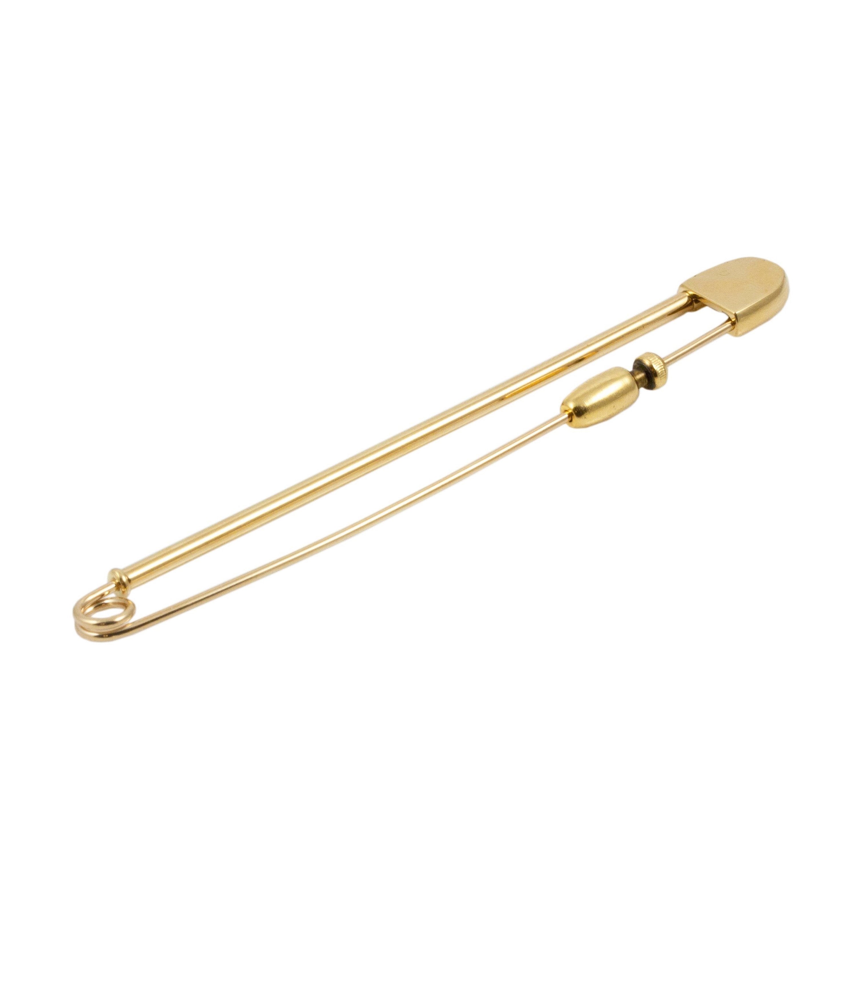 18k Yellow Gold Large Safety Pin Brooch – D43