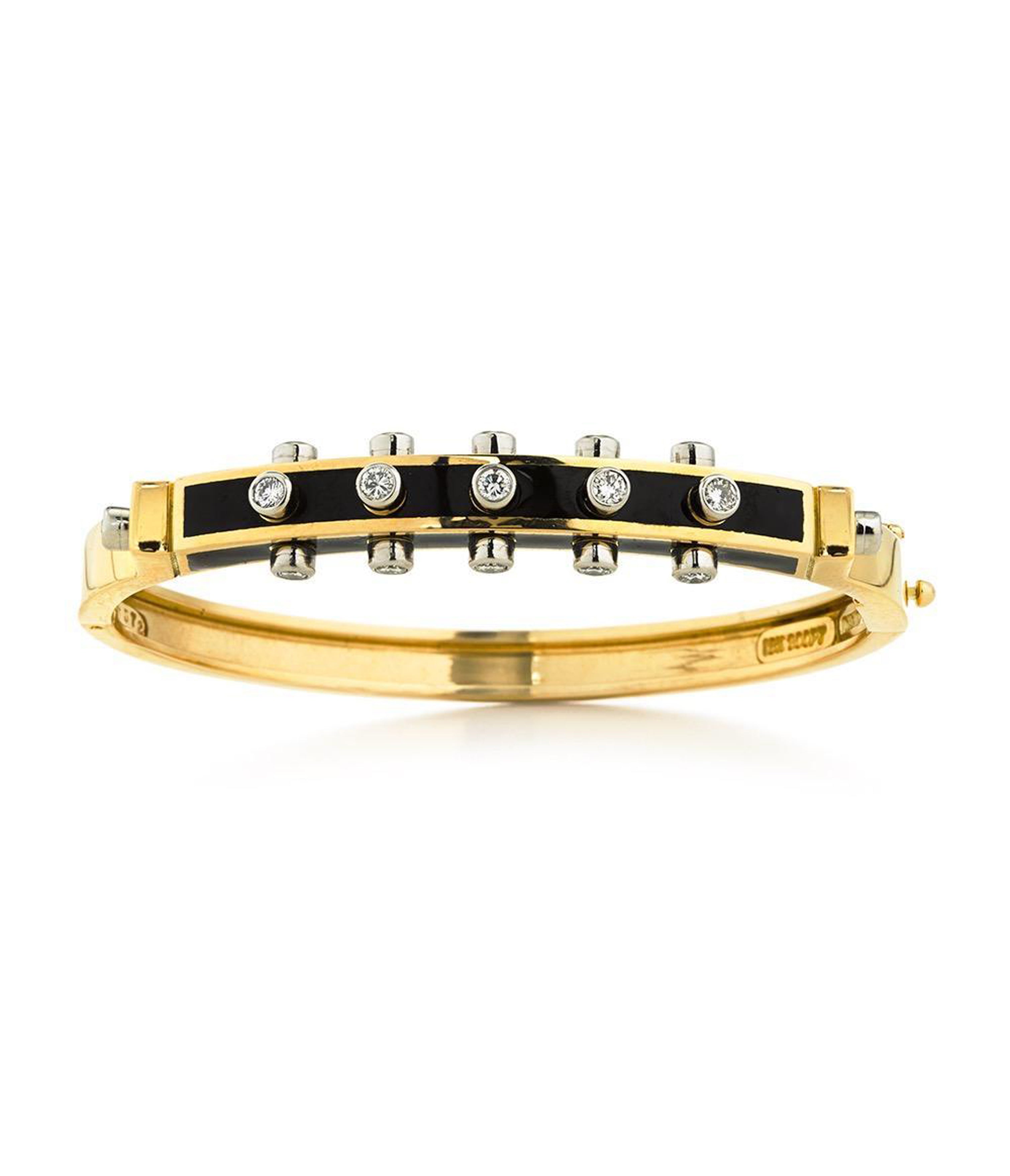 【美品】GARNI Little Studs Bangle Black Enamel Studlette Bangle | David Webb New York