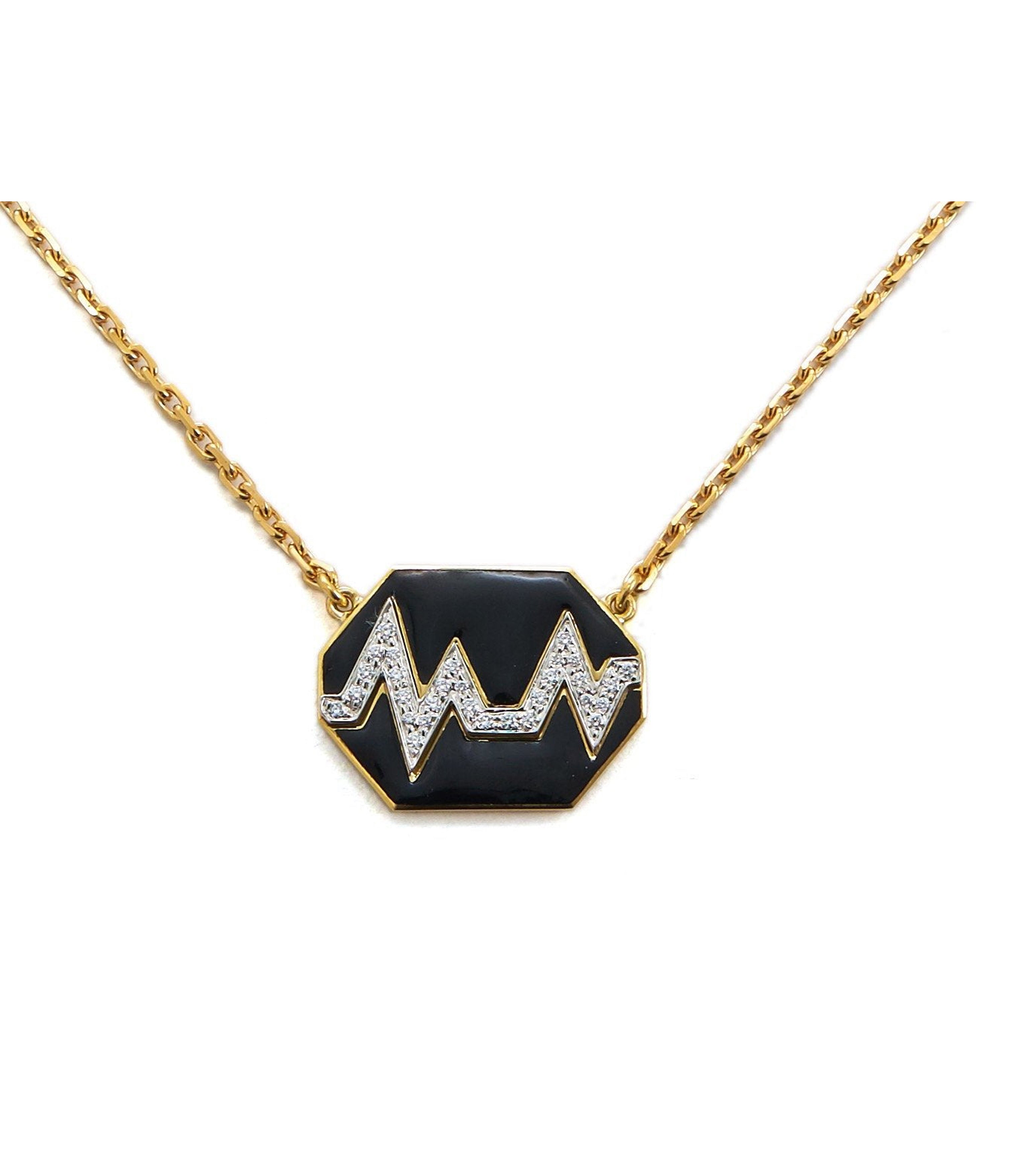 Black Enamel Skip Necklace | David Webb New York