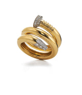 Large Diamond Nail Ring, Polished 18K Gold