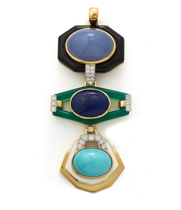 Totem Pendant, Black Onyx, Lapis Lazuli, Turquoise