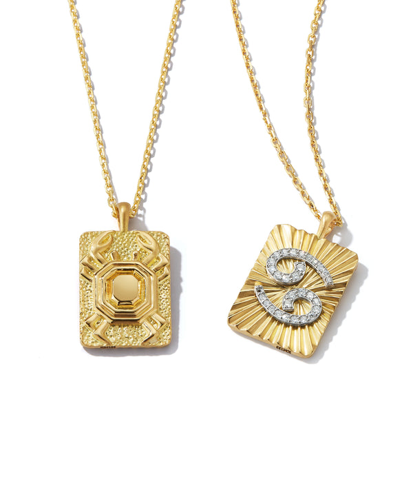 Cancer Zodiac Pendant Necklace, Diamonds