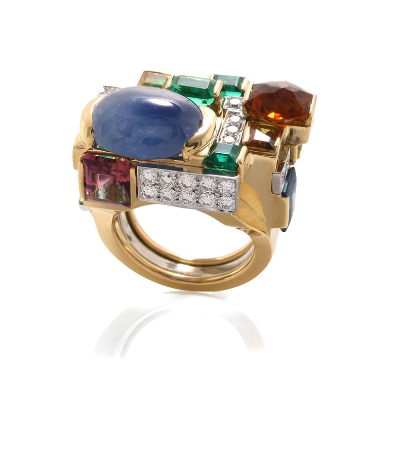 Multi Stone Cubist Ring