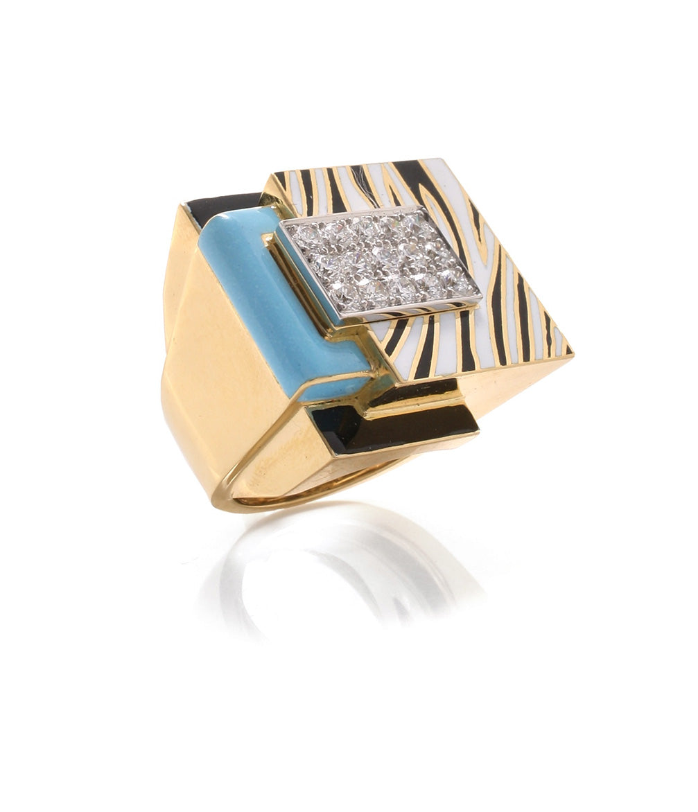 Cubist Zebra Stripe Ring | David Webb New York