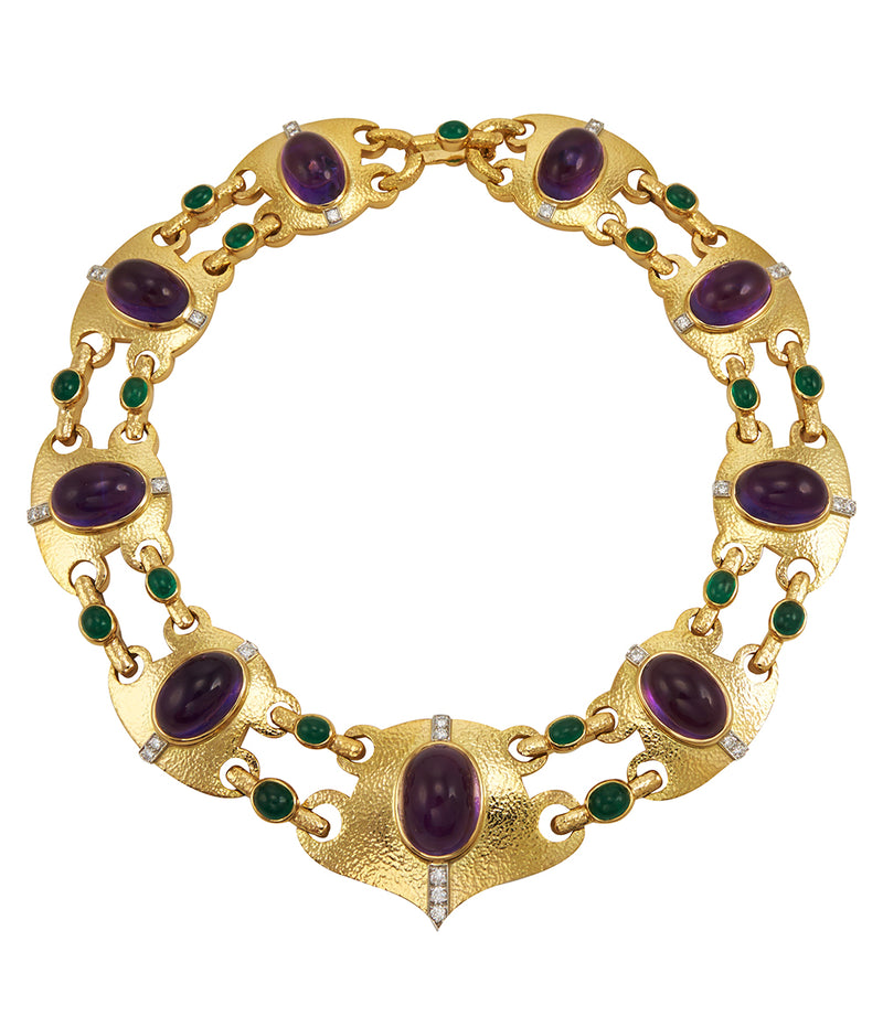 Marrakech Necklace, Amethyst, Emerald