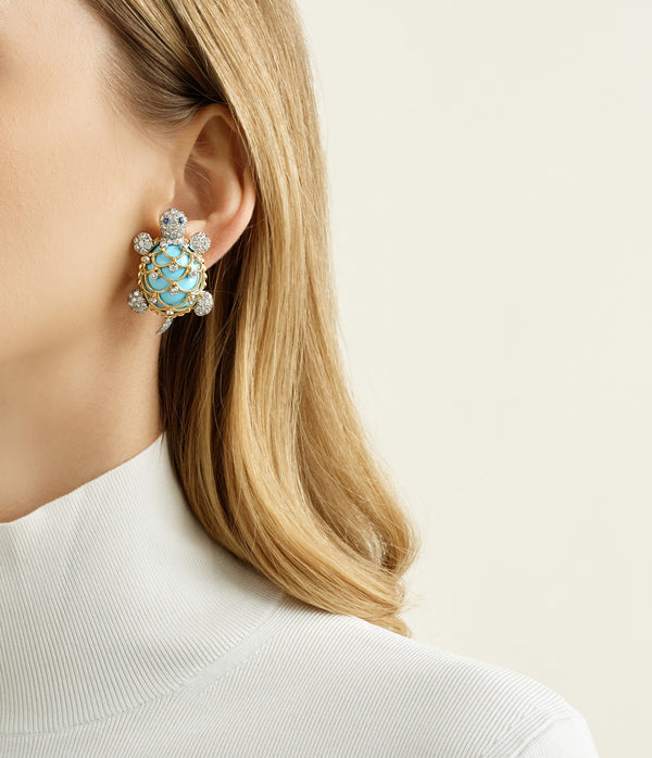 Diamond Turtle Earrings