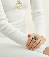 Snake Ring, Green Enamel