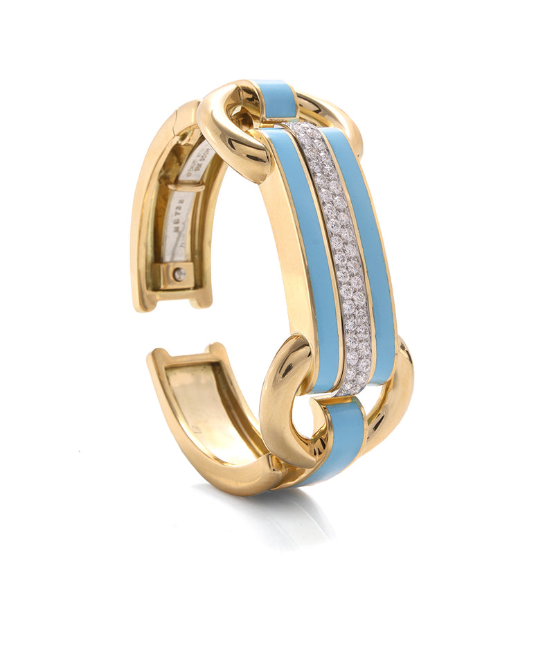 Bridle Cuff, Light Blue Enamel