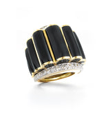 Scallop Ring, Black Enamel