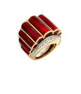 Scallop Ring, Red Enamel