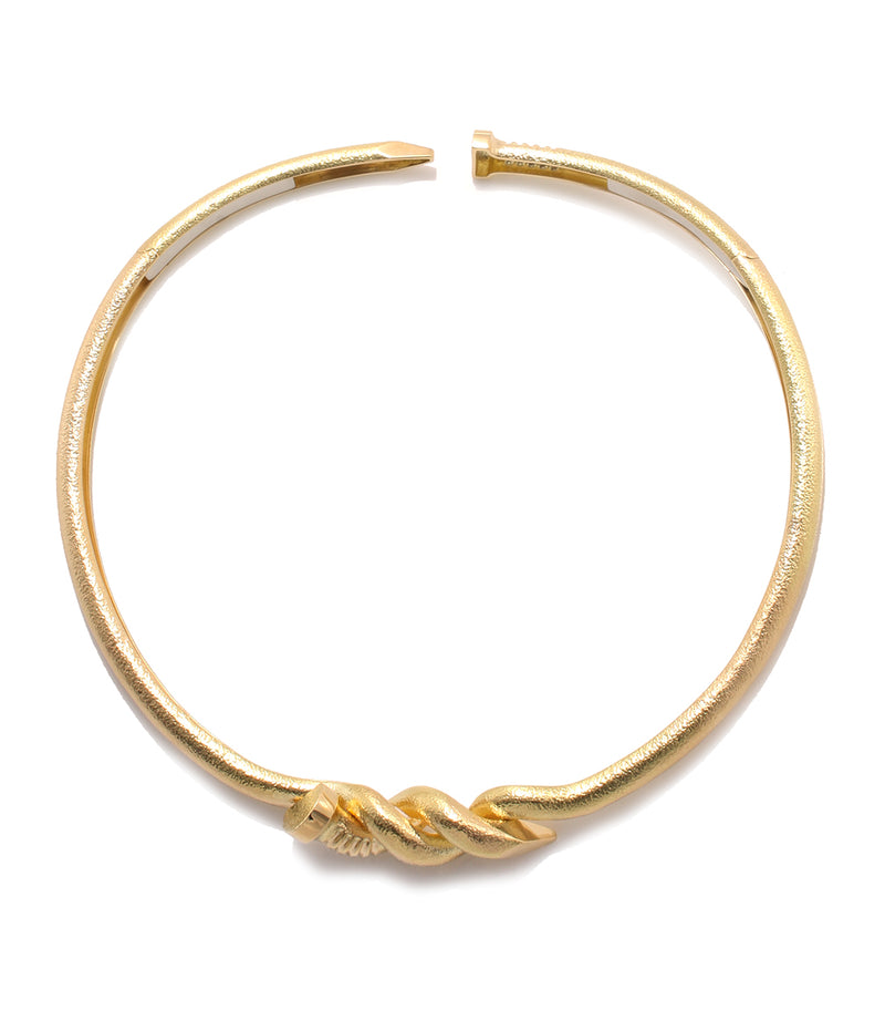 Twisted Nail Collar, Hammered 18K Gold