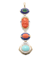 Totem Pendant, Chrysoprase, Coral, Lapis Lazuli, Turquoise