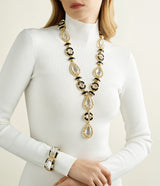 Necklace, Rock Crystal, Black Enamel