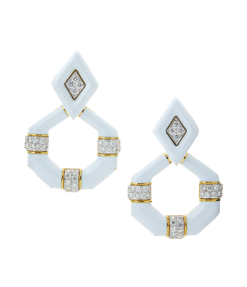 Irving Place Earrings, White Enamel