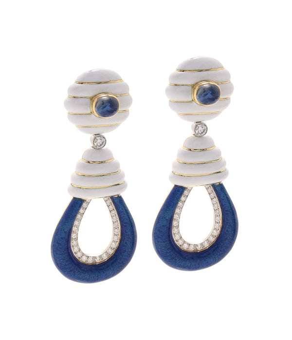 Beehive Earrings, Sapphire