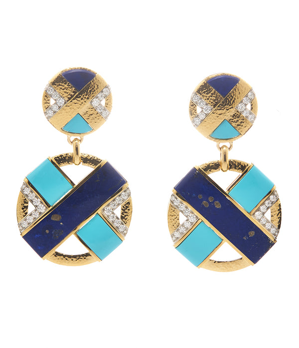 XO Earrings, Lapis Lazuli, Turquoise