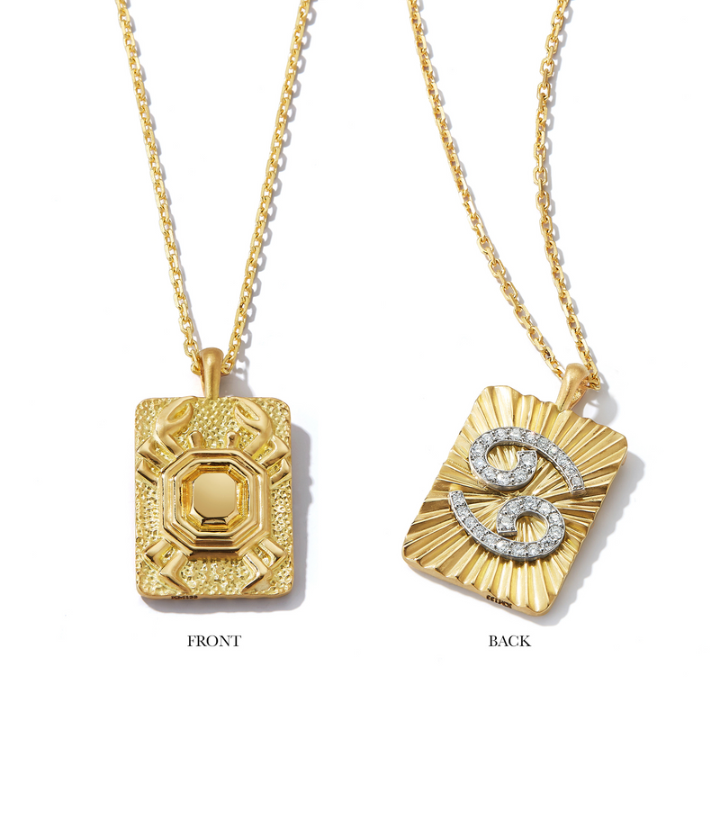 Cancer Zodiac Pendant Necklace, Diamonds