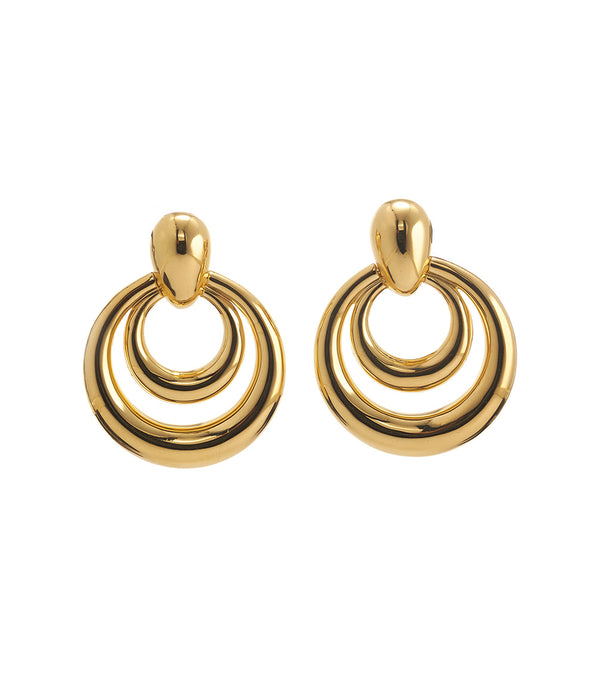 Small Double Round Hoop Earrings, Polished