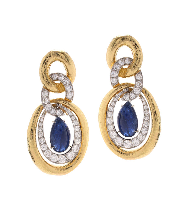 Madison Twisted Double Oval Hoop Earrings, Sapphire