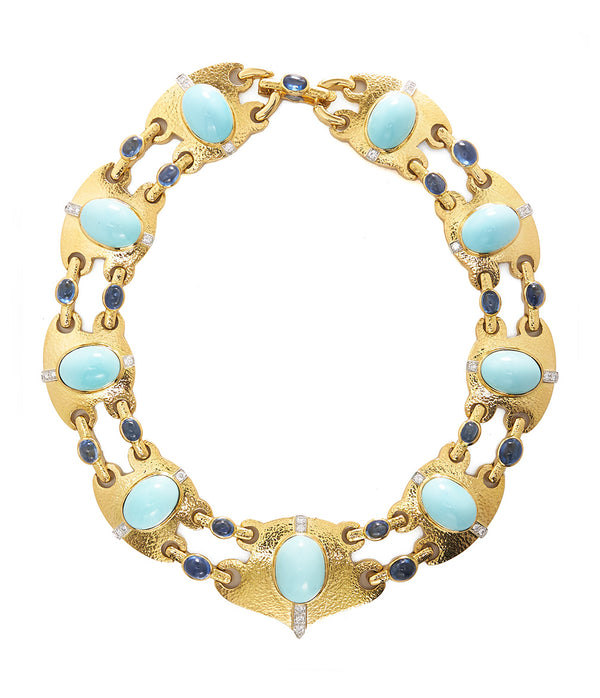 Marrakech Necklace, Turquoise, Sapphire