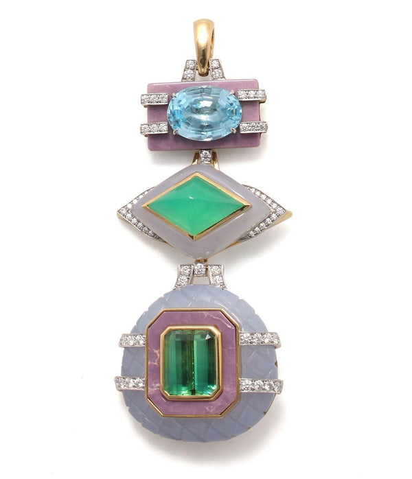 Totem Pendant, Aquamarine and Phosphosiderite