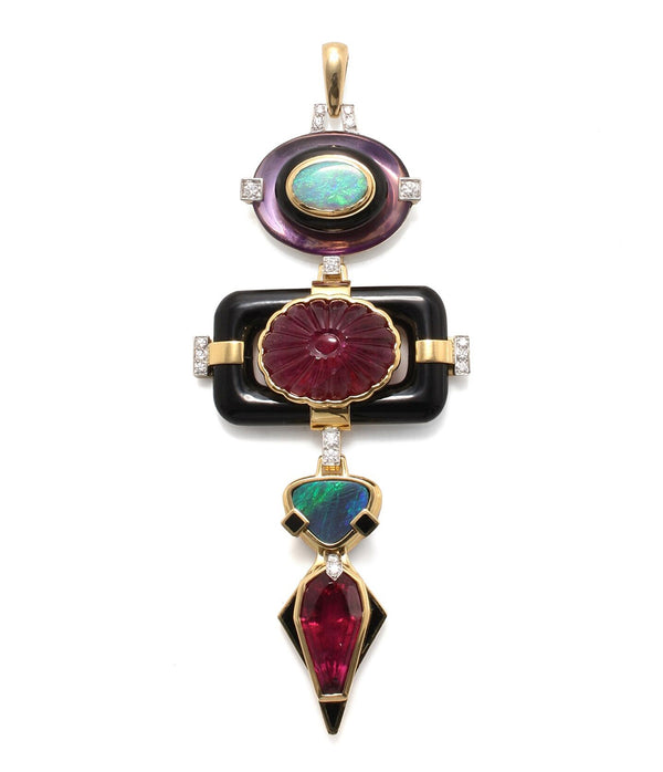 Totem Pendant, Opal and Lavender Amethyst