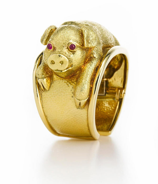 Repoussé Pig Cuff