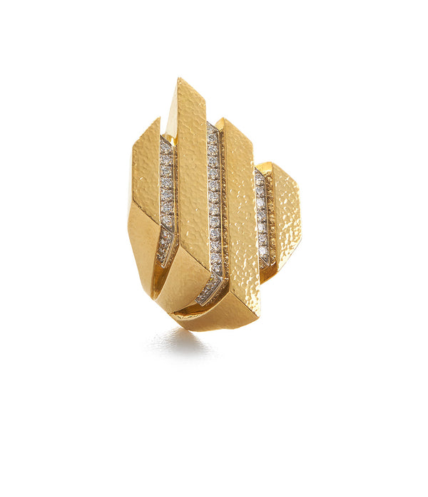 Spaces Ring, Hammered Gold