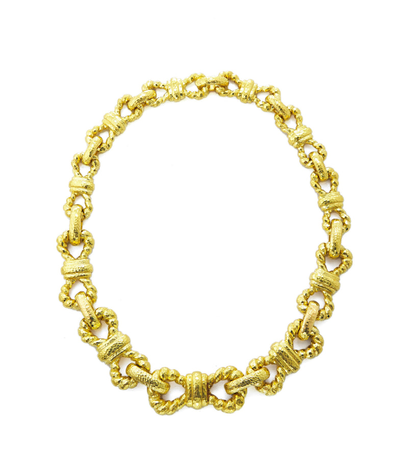 Hammered Gold Knot Link Necklace