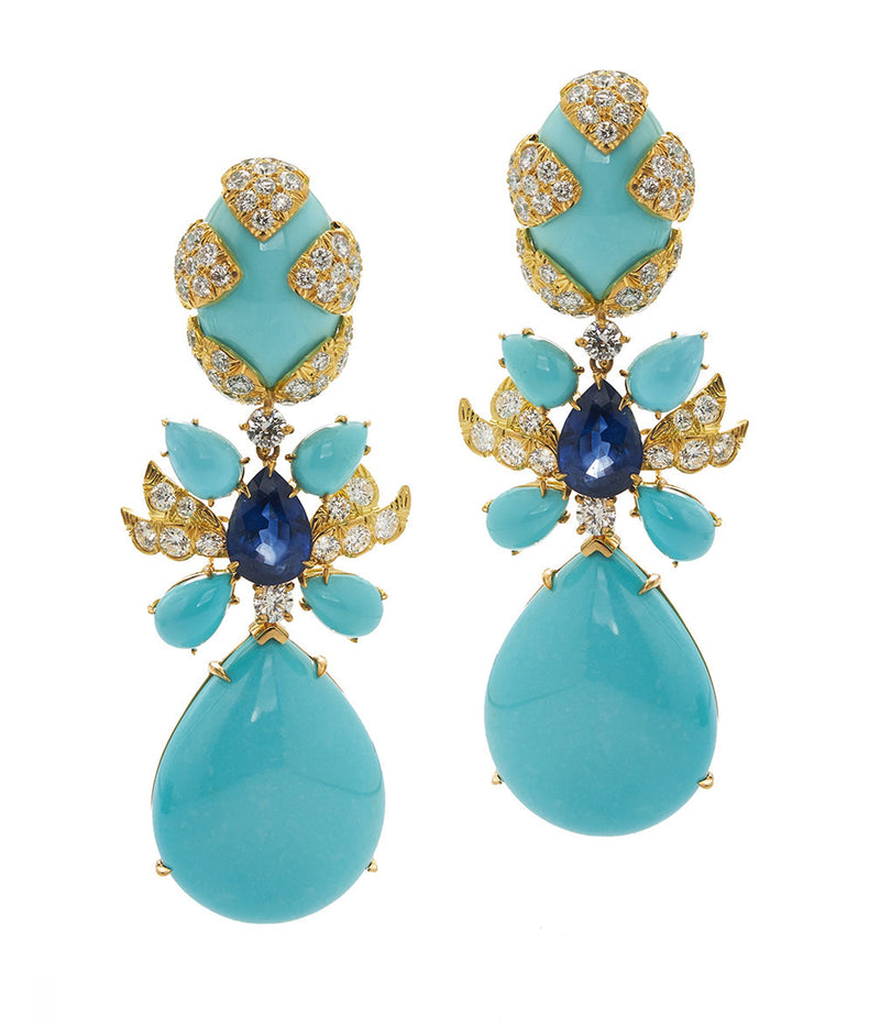 Blossom Earrings, Sapphire