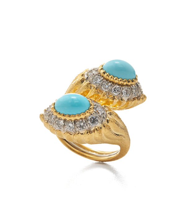 Mount Olympus Crossover Ring, Turquoise