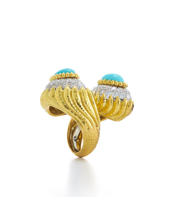 Mount Olympus Crossover Ring, Turquoise