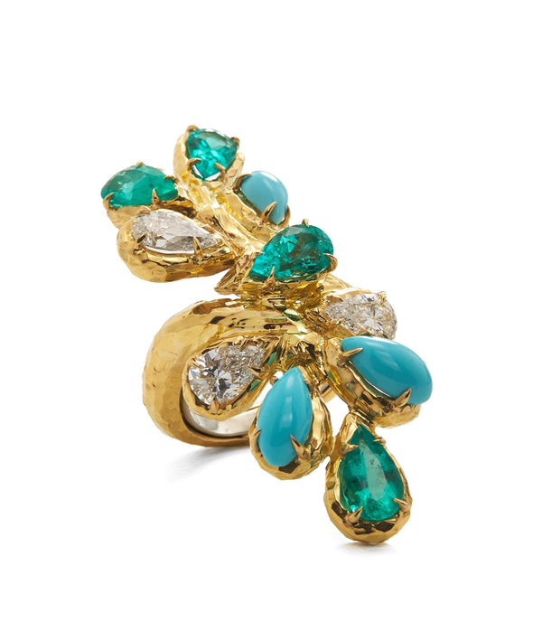 Branch Ring, Turquoise and Diamond