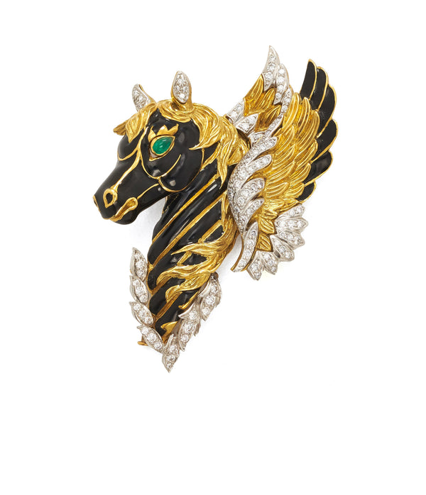 Pegasus Clip, Black Enamel