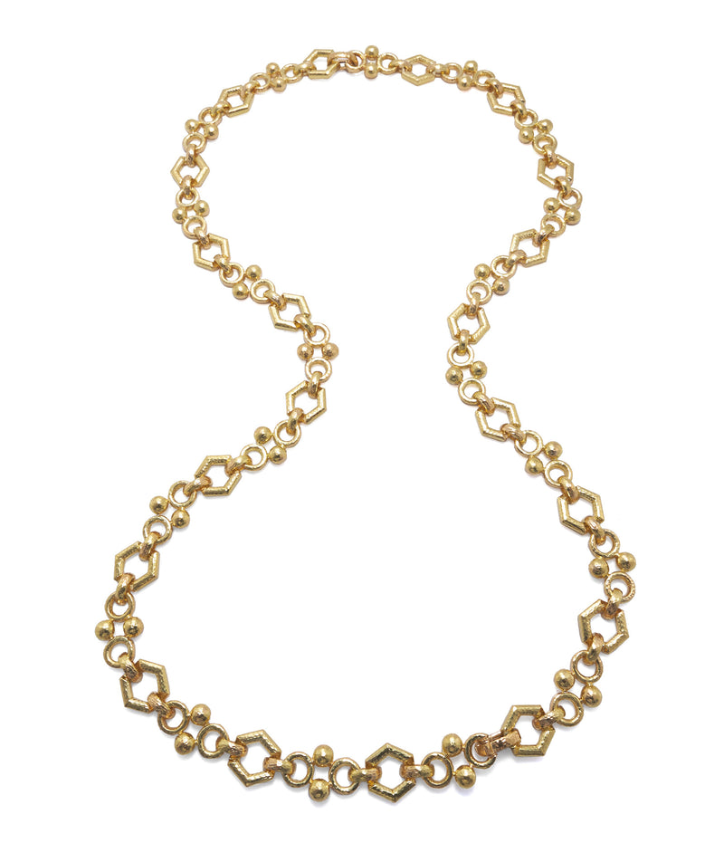 Hexagonal and Round Link Chain Necklace
