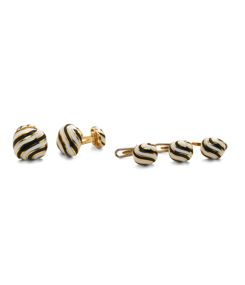 Set of Zebra Stripe Cuff Links and 3 Studs