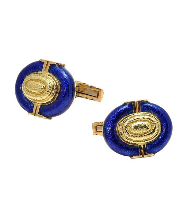 Cuff Links, Blue Enamel